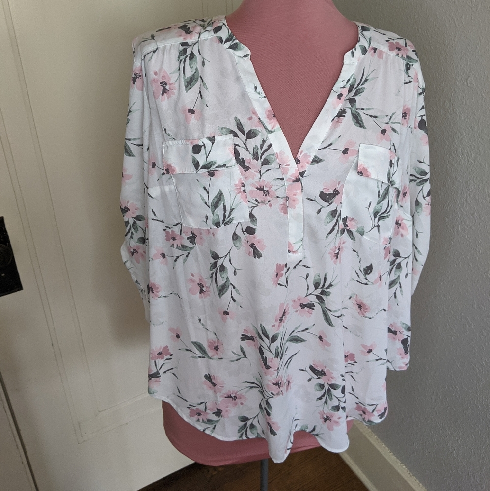 Women's white floral blouse
